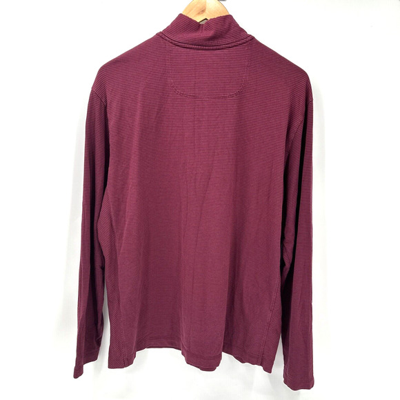 Tommy Bahama Sweater Mens Large 1/4 Zip Pullover Burgundy Striped Classic Knit - Picture 5 of 8